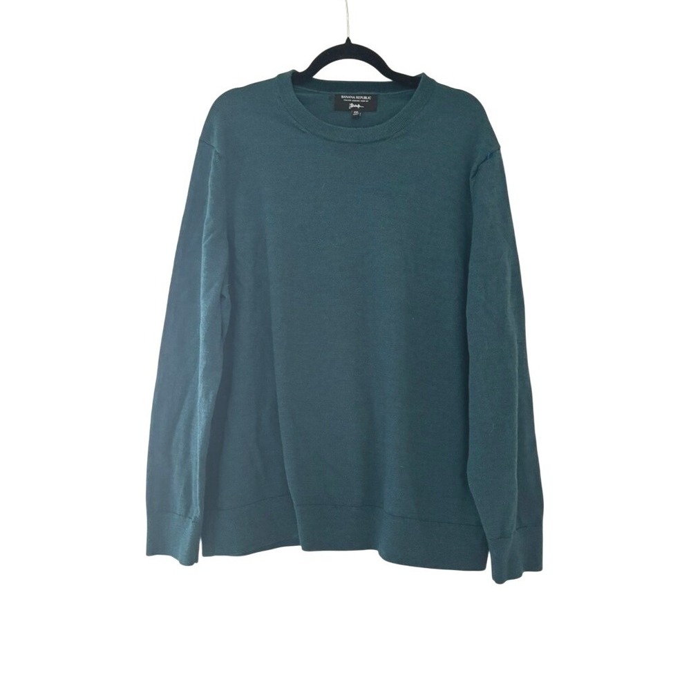 Banana Republic XXL blue/green 100%  merlino wool preppy collegiate sweater M